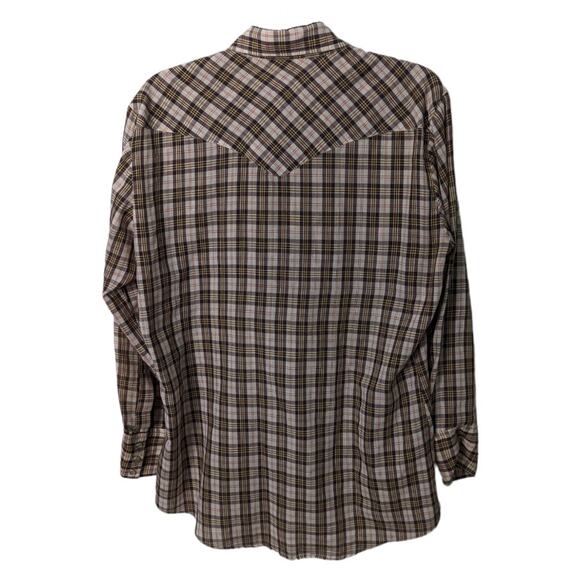 Vintage 70's Ely Plains Western Style Plaid Shirt Pearl Snap Buttons - Picture 2 of 9